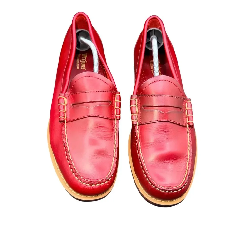 G.H. Bass Weejuns Penny Loafers Red Leather Mens 10 D Classic Preppy Shoes